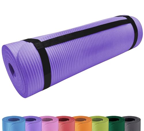 Deluxe Yogamatte Rutschfest und Gepolstert Tragegurt extra dick 15mm - Premium Gymnastikmatte mit Tragegriff für Zuhause und Draußen - auch als Isomatte oder Campingmatte 180 x 60,5 cm (Lila)