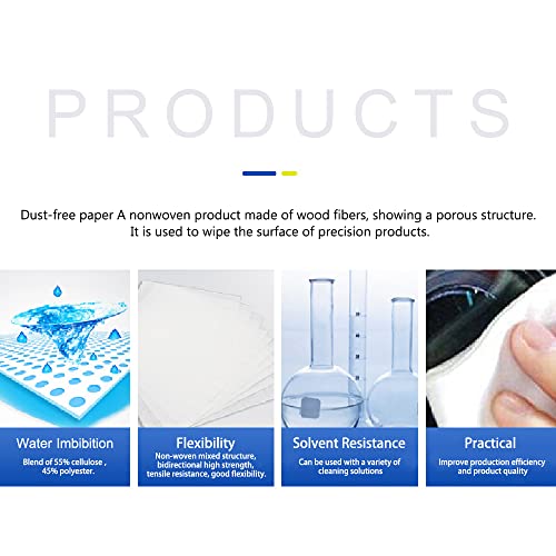 Image of Cleanroom Wipes Paper 6 inch x 6 inch(Bag of 300 Pcs) Nonwoven Wipers Cellulose /Polyester Blend for Lab, Electronics, Pharmaceutical, Printing and Semiconductor Industries