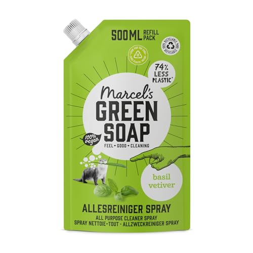 Marcel's Green Soap - All-Purpose Spray Refill Basil & Vetiver - Cleaning Spray - Saves 76% of plastic - Eco friendly - Vegan - 99% Biodegradable - 500 ML