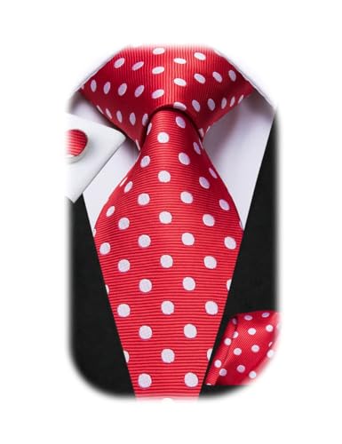 Image of Dubulle Mens Paisley Striped Tie Woven Necktie for Men and Handkerchief Cufflinks Set Wedding Formal Business
