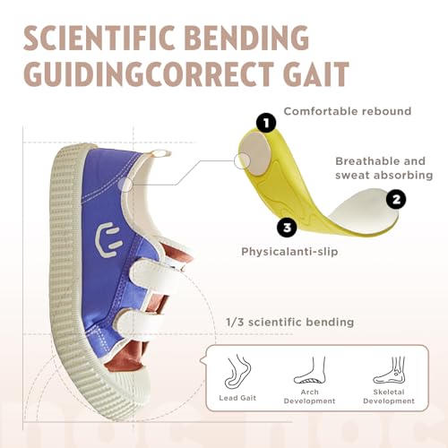 Toddler Shoes for Boys & Girls, Canvas Dual Hook and Loops Sneakers with Candy-Colored Sole3