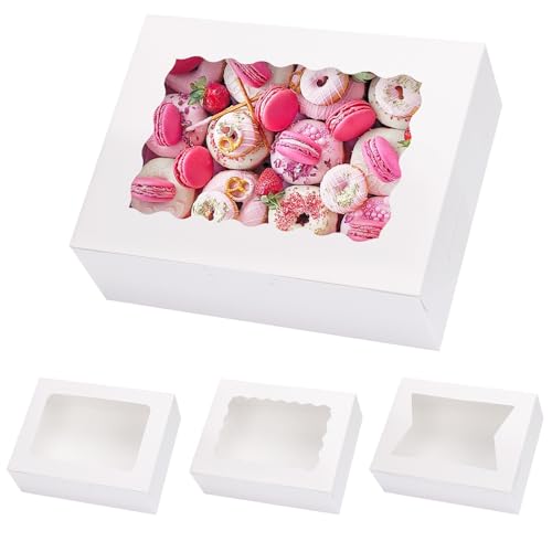 Moretoes 48pcs Cookie Boxes with Window, 8x6x2.5 Inch 3 Style
