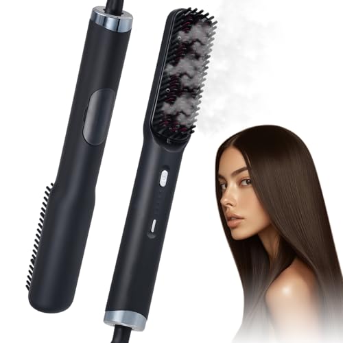 Layhou Cepillo Alisador Pelo, Planchas de Pelo Profesional con Atomización de Aceite Esencial para Cuidado del Cabello, 200 Millones de Iones Negativos, 120°C-200°C, Protección Antiquemaduras, Negro