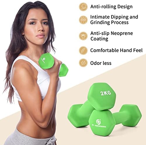 PP PERFORMANCE Neoprene Dumbbell Hand Weights for Women Men Arm Pilates Dumbbell Set