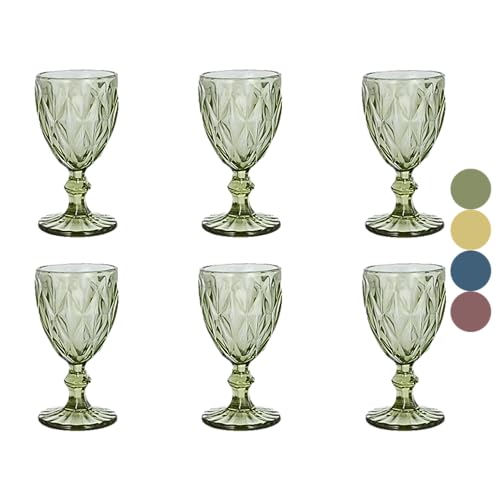La mejor selección de Copas de ponche los 10 mejores. 47 Juego 6 Copas De Vino Cristal Labrado Vidrio 300 ML (Verde)