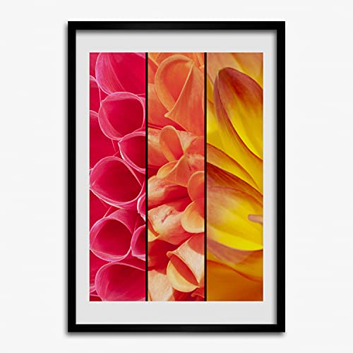 Cadre de décoration 50x70 cm Tulup peinture fleurs cadre bois MDF