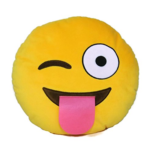 Emoji Comfort Emoji Smiley Round Yellow Emoticon Cushion Stuffed Plush Toy Various Designs (Naughty)