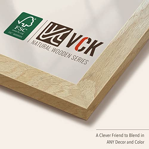 Vck 8X10 Picture Frame Set Of 3, Natural Solid Wood Beige Photo Frame, Exclusive Wood Grain, Table Display Or Wall Hanging #TOP3