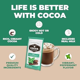 Cocoa Classics Mint Cocoa Mix, Hot Chocolate, Made with Nonfat Milk, Just Add Hot Water, Make Hot or Iced Cocoa, Gluten Free & Kosher Dairy Friendly, 1.25oz Packets (Pack of 36)
