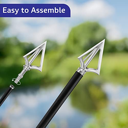 Bombrooster Archery Broadheads 100 Grain Stainless Steel Fixed Blade Broadheads For Crossbow Recurve Bow And Compound Bow (6 Pack) #TOP3