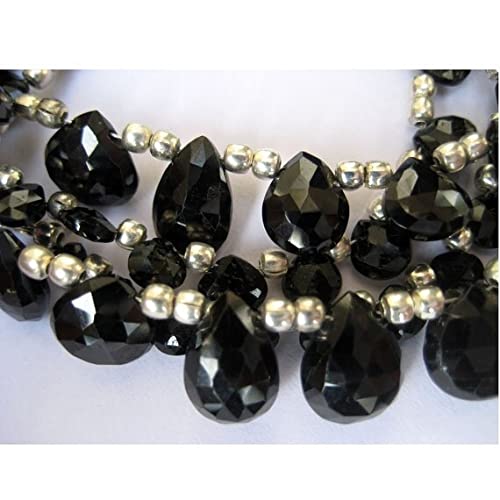 Spinel Faceted Drop en spinelle noir naturel, briolettes de haute joaillerie pour création