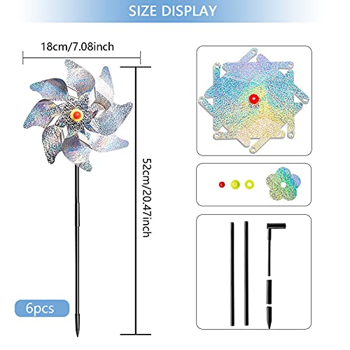 JIASHA Repellente per Uccelli Girandole,6 Pezzi Mulino a Vento Riflettente,Girandole Uccelli per Balcone,Repellenti per Uccelli a Girandola,per Proteggere Giardini, Fattorie, Cortili - Image 3
