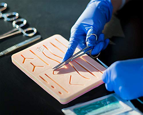 Suture Training Pad Suture Practice Kit for Medical Dental Vet Training Students, Including Large Silicone Pad,Tool Kit with Needles - Thumbnail 6
