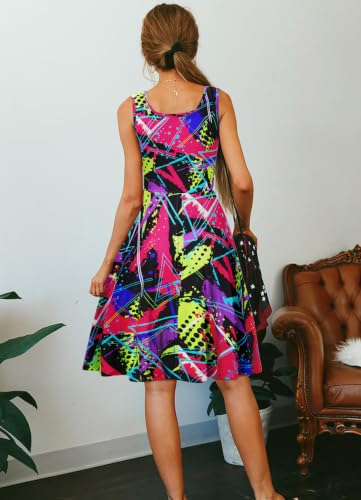 Image of uideazone Women Funny Print Sleeveless U Neck A Line Casual Midi Dress