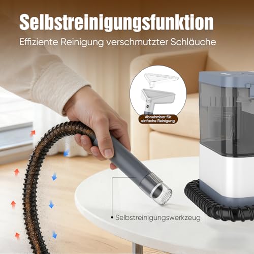 Polsterreiniger Gerät Nasssauger Waschsauger mit Dampf, 2500W Polsterreinige Teppichreiniger Wischsauger Tiefenreinigung von Flecken, Nasssauger für Teppiche, Polster, Sofa, Auto, Haustiere & Mehr