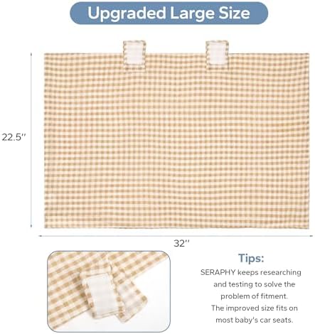 SERAPHY 100% Muslin Cotton Car Seat Covers for Babies, Universal Baby Car Seat Cover, Breathable Muslin Carseat Cover Canopies for Boys and Girls, Soft Infant Car Seat Cover for Summer — Beige