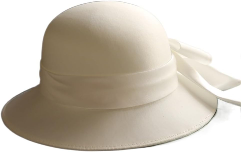 French Minimalist Satin Bow White Fisherman's Hat