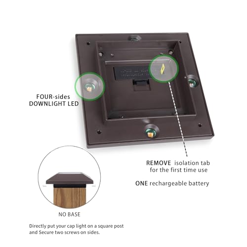 Kemeco Luzes de poste solares 4x4 postes de madeira, LEDs brancos quentes à prova d'água para ambie