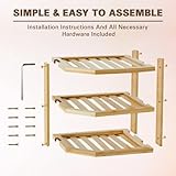 MantraRaj 3 Tier Bamboo Corner Shelf Rack Unit Kitchen Cupboard Storage Organiser Worktop Tidy Kitchen Plate Rack Space Saving Standing Storage Unit For Home, Living Room, Bathroom - Image 5