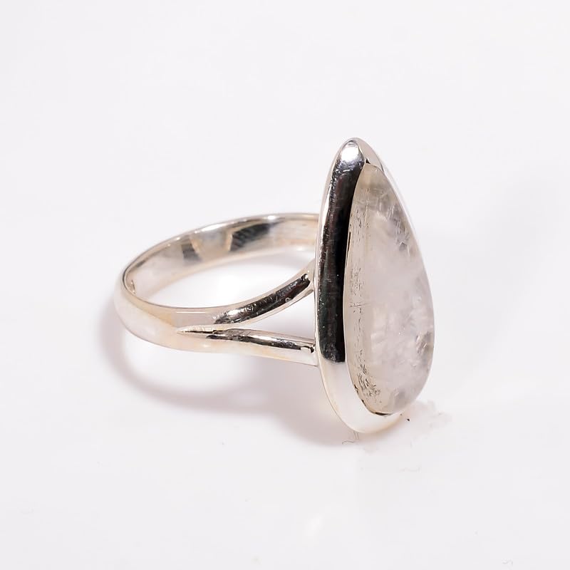 Bague en argent pierre de lune naturelle faite main, fini les bijoux jetables