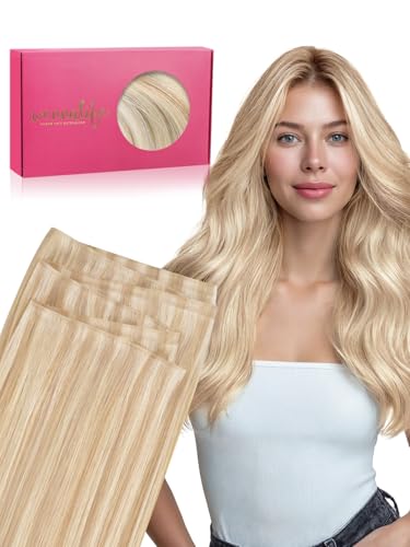 WENNALIFE Tape in Weft Hair Extensions Human Hair, Invisible Genius Weft