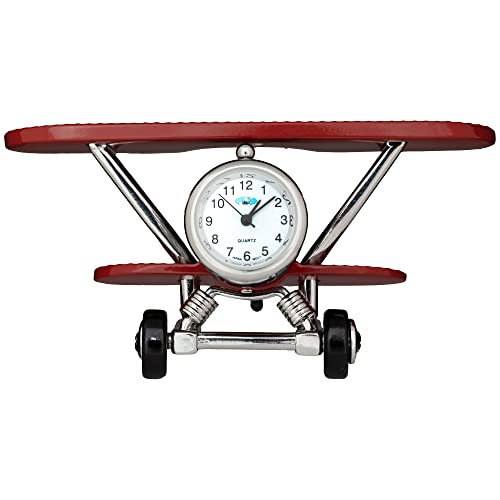 Sanis Enterprises Red/Black 2"X4.5"X2.5" Bi-Plane Clock #TOP1