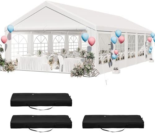 YITAHOME 16x32 ft Outdoor Heavy Duty Party Tent Wedding Event Shelters Upgraded Galvanized Canopy with Large White Roof, Removable Sidewalls & 3 Storage Bags