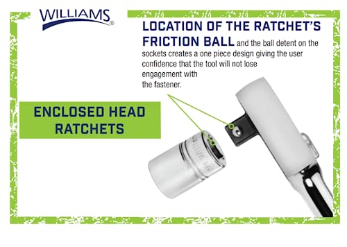 Williams B-52EHLA 3/8-Inch Drive Long Enclosed Head Ratchet, Chrome Finish, 10 1/14 Inch - Image 4