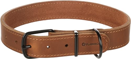 Flamingo Dog Collar Montana Cognac XL 47,5-58cm 28mm, Brown