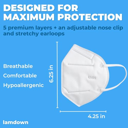 Image of (600-Pack) KN95 Face Masks, Individually Wrapped, Premium Disposable Dust Mask, White