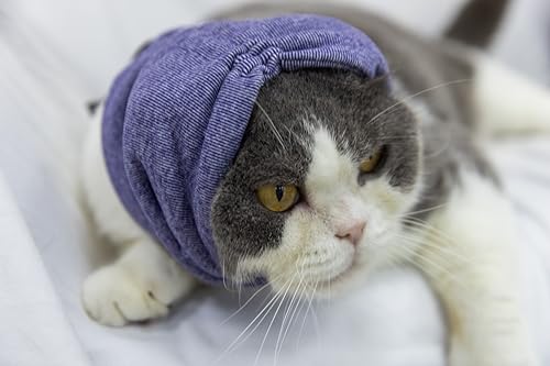 Image of Cat Hematoma Ear Wrap,Noise Cancelling Calming Anxiety & Stress Relief - Ear Cover for cat Purple S