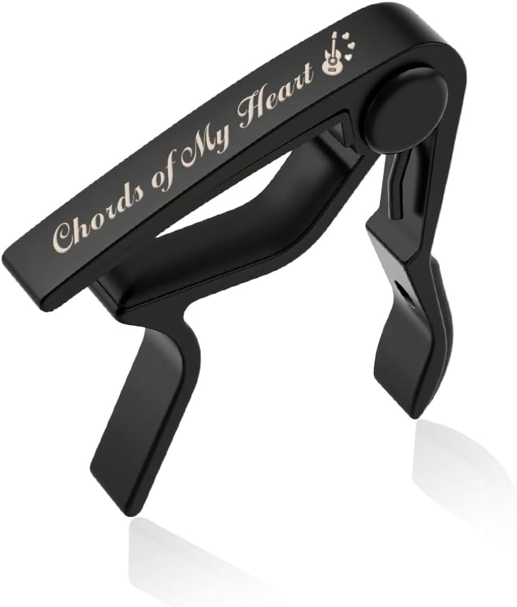 Positive Guitarist Gifts Engraved Metal Guitar Capo Clip for Acoustic Electric Ukulele Bass Guitars Chord Presser Clamp Guitarist Musician Beginners Motivational Inspirational Gifts