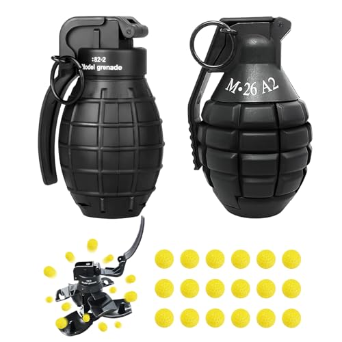 2Pcs Handheld Toy Airsoft Grenade for CS-Battle Games - Police Toy Grenade with 20 Foam Ammo, Impact