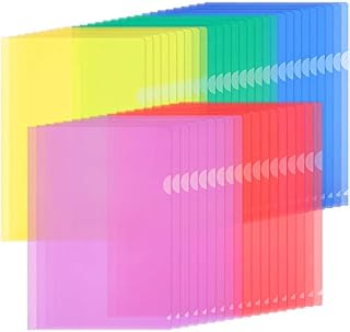 ZCZN Pack of 45 Plastic Folders, A4 Personalised Document Holders, Clear Transparent Plastic Wallet for Storing or Filing Papers, Documents, 31 x 22 cm