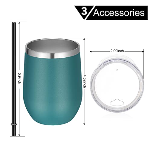 Vegond 12Oz Stainless Steel Wine Tumbler With Lid And Straw, Double Wall Vacuum Insulated Stemless Wine Glass Tumbler Cup, Coffee Mug For Cold Hot Drinks #TOP5