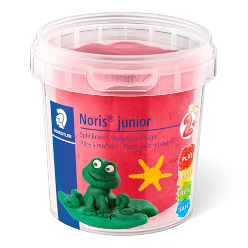 STAEDTLER Noris junior 813 Spielknete Standard Colours, besonders weich und sauber, klebt nicht, Set mit 4 Töpfchen à 130 g, 813 SLE