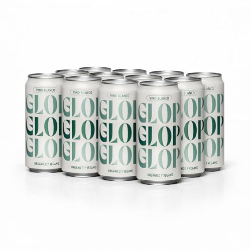 GLOP Vino Blanco Orgánico y Vegano en Lata 250ml Pack 12 | Monovarietal Garnacha Blanca | Ecológico CCPAE | Fresco y Aromático | 11% Vol | Origen España