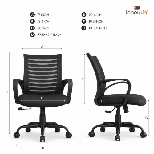 INNOWIN Mini Jazz Mesh Mid-Back Ergonomic Office Chair, Black - Image 3