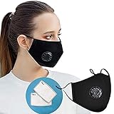 3 Layer Face Mask with Vent - Easy Breathing Face Mask with Filter, Nose Wire for Anti Fog Glasses, 2 Carbon Filters