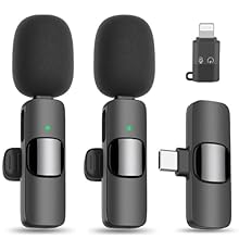 【Compatible with iPhones & Android Devices】Our microphone features a USB-C port and includes a Lightning adapter, making it ideal for smartphones, iPads, computers, and any device with a USB-C or Lightning input. 【Intelligent Noise Cancellation】Our w...