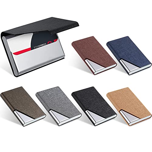 Yexiya 6 Pcs Business Card Holder With Magnetic Pu Leather Stainless Steel Business Card Case Hard Card Wallet Id Name Card Case With Closure Credit Card Pocket For Men Women Office (Multicolor) #TOP18