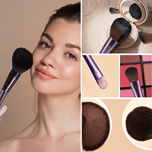 Makeup Brush Set 9Pcs, Premium Synthetic Foundation Brush Eyeshadow Loose Powder Concealer Brushes for Liquid, Girl’s Make up Brushes Kit with Black Transparent Leather Bag Case Cover for Travel - Image 4