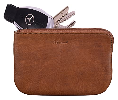 Benthill Schlüsseltasche Echt-Leder mit 2 Schlüsselringen - Schlüsseletui für Damen und Herren - Schlüsselanhänger mit Kleingeldfach in Braun Cover