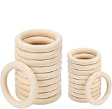 Anillos de madera natural versátiles: ideales para varios proyectos de manualidades, como la fabricación de joyas de bricolaje, coronas navideñas de ganchillo, adornos pintados, adornos de marcos pequeños, etc.