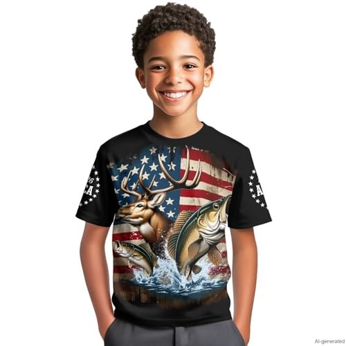 Image of WELLFLYHOM Kids Tshirts Girls Boys Short Sleeve Crewneck Tees Shirts Casual Sport Pullover Tops Size 3-16 Years