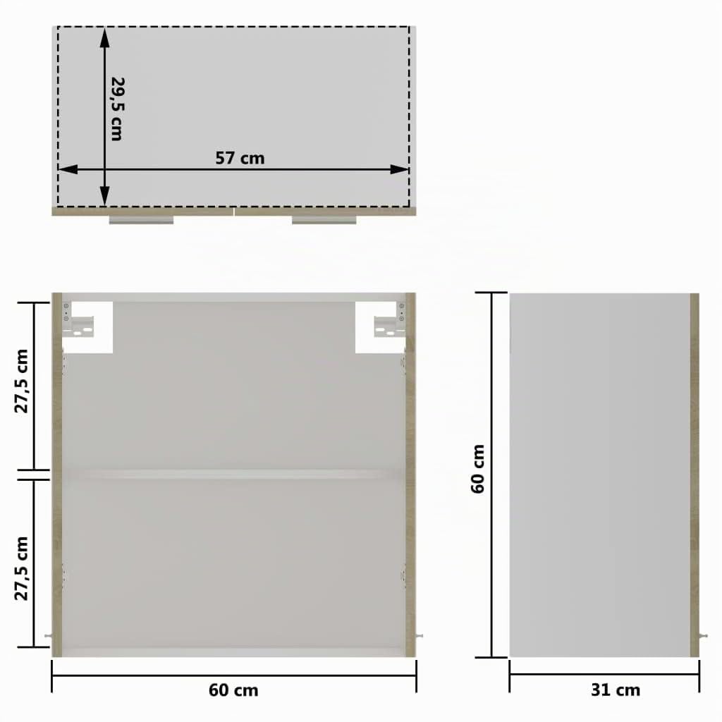 vidaXL Mobile Pensile con Vetro “Lyon” Rovere Sonoma 60x31x60 cm