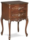 Hauteur env.: 72 cm Casa Padrino Table d\'appoint Baroque de Luxe Marron - Table de Chevet en Bois Massif Fait Main avec 2 tiroirs - Mobilier Baroque
