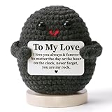 I Love You Gifts for Him Her, Handmade Crochet Rock, Anniversary Wedding Gifts for Boyfriend Girlfriend, Romantic Husband Wife Birthday Gift Ideas for Couples, Desk Decor