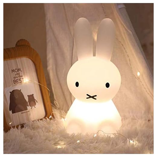 Miffy guidad nattlampa, barn lysande leksak silikon sovrum dekoration kanin färgglad nattlampa, lämplig för barngåvor, inomhusdekoration, sänglampor, bordslampor (28 cm)