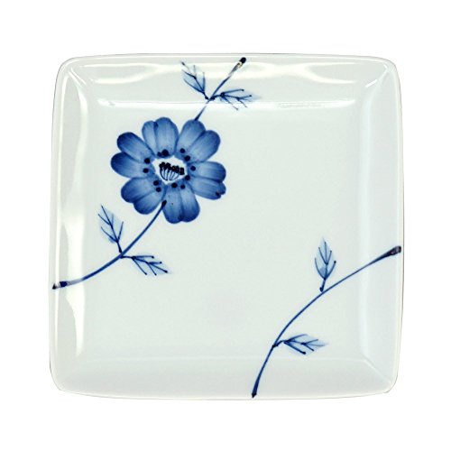 浜陶 ラインフラワー 角取皿 09-18